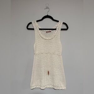 Tape Measure Sleeveless Crochet Knit Babydoll Tank Top Size Small Boho Beach Y2K
